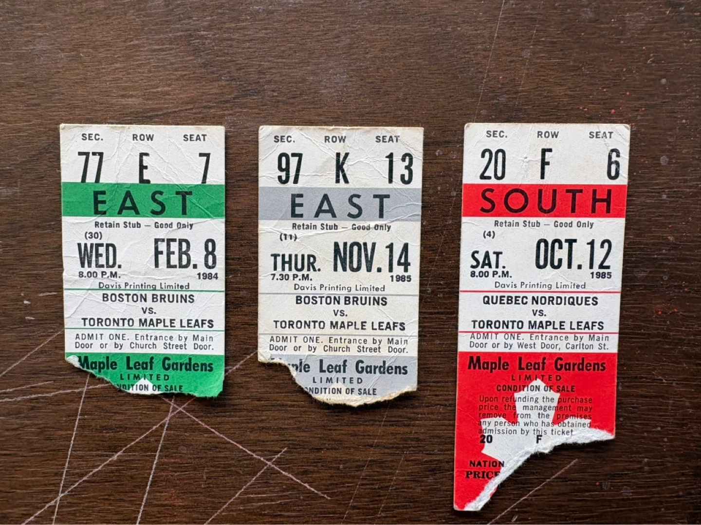 Vintage NHL Hockey Game Tickets