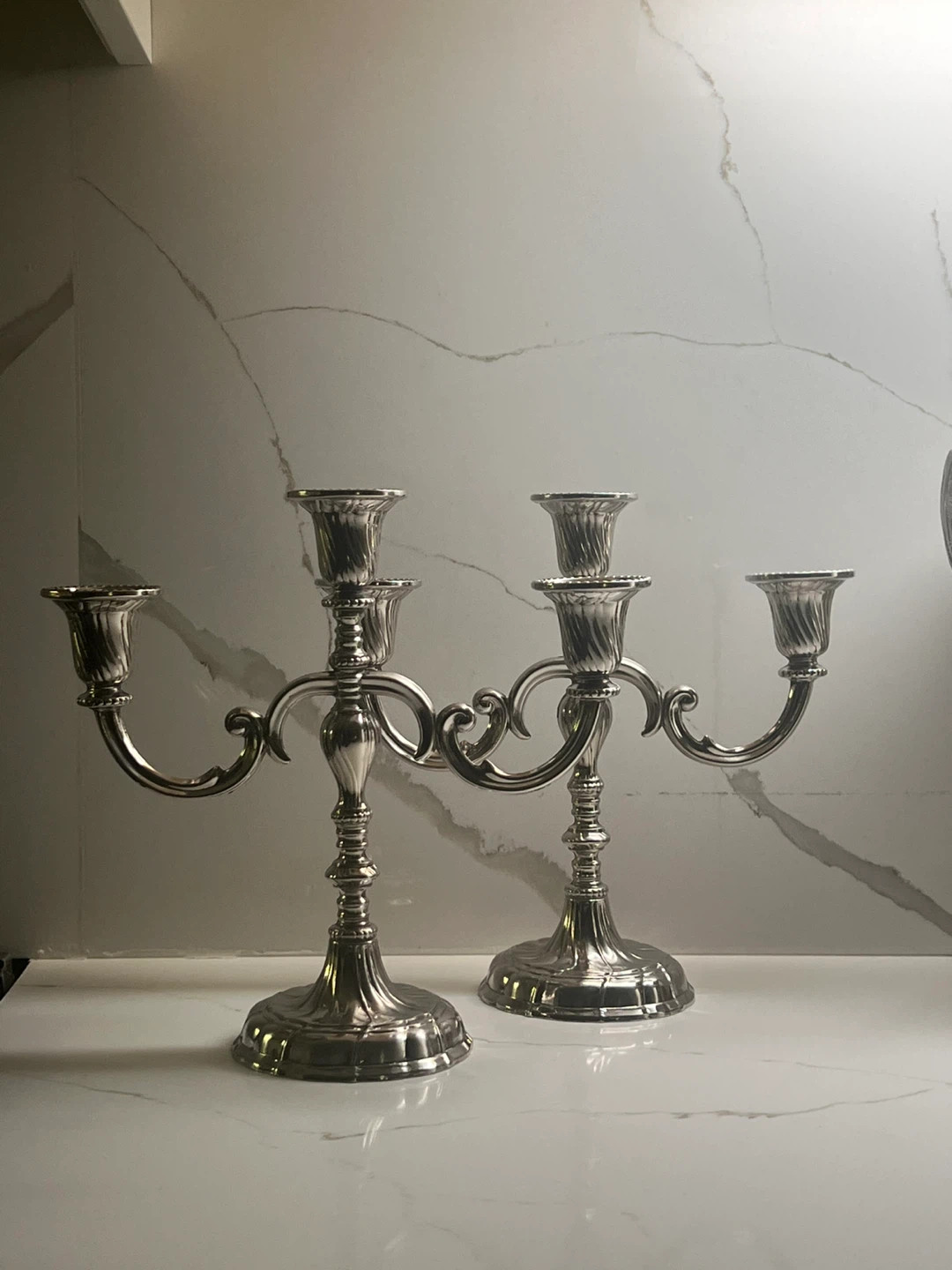 Price for each. Elegant Silver Candelabra Set – Like New