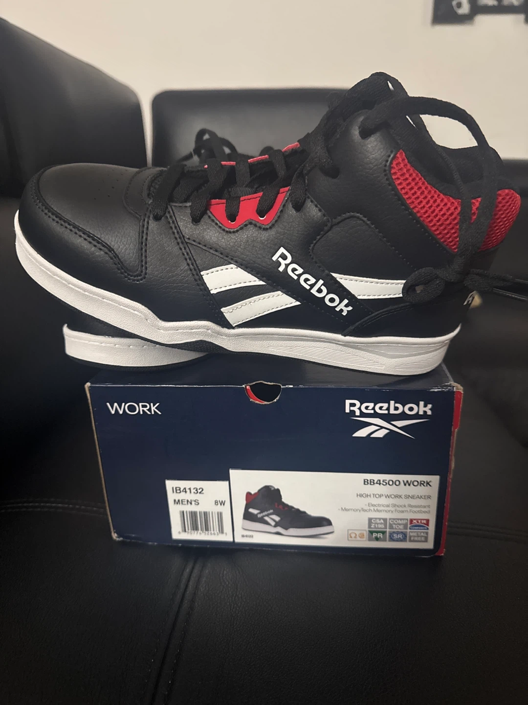 Reebok BB4500 Work High Top Sneakers Men's Size 8W Black/Red