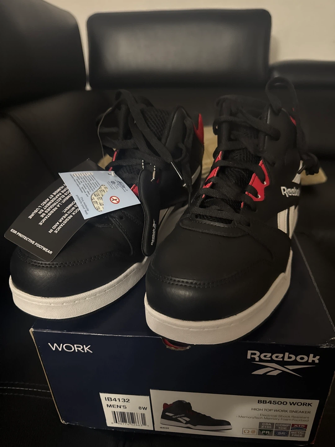 Reebok BB4500 Work High Top Sneakers Men's Size 8W Black/Red - photo 3