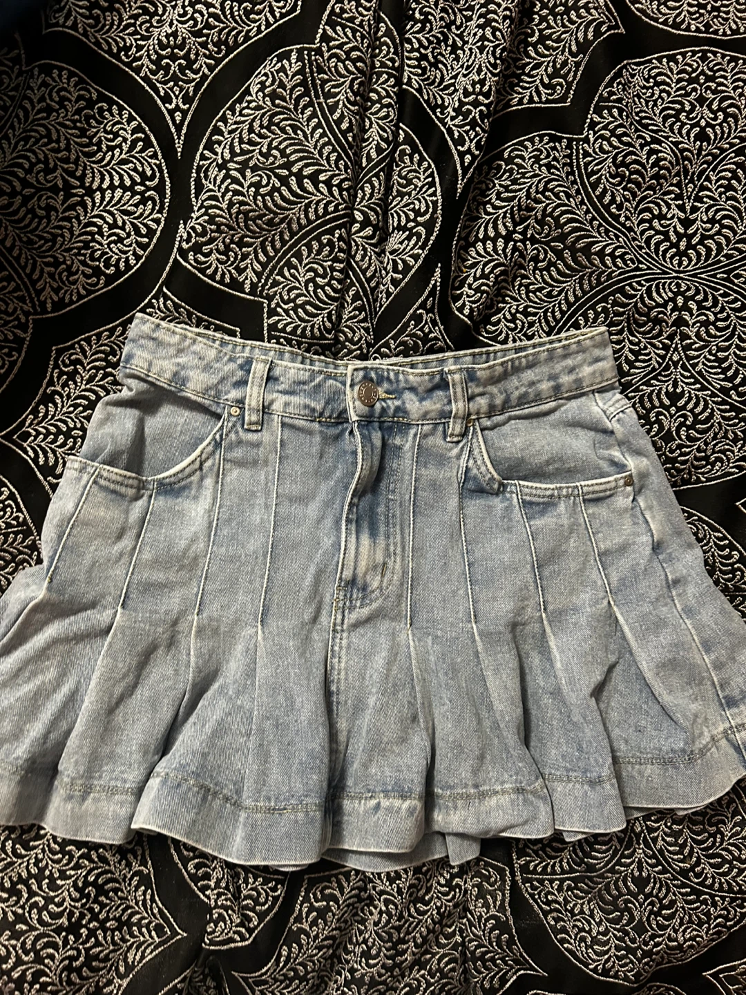 Denim Pleated Skirt - Size M