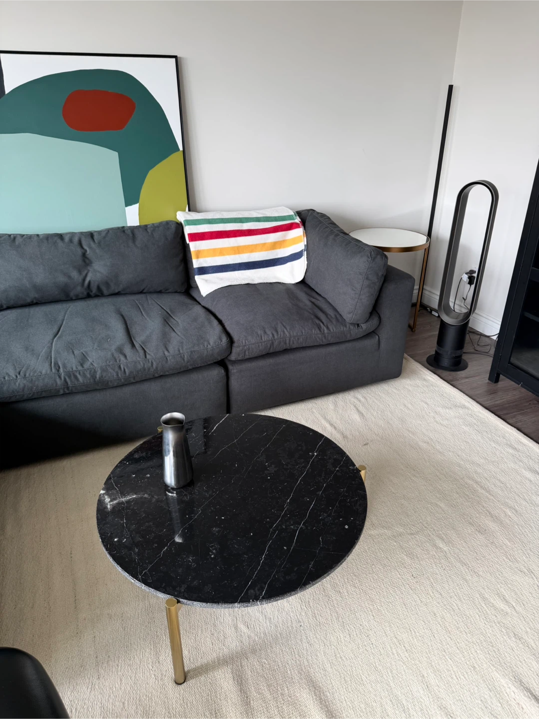 Round Marble Coffee Table with Gold Legs