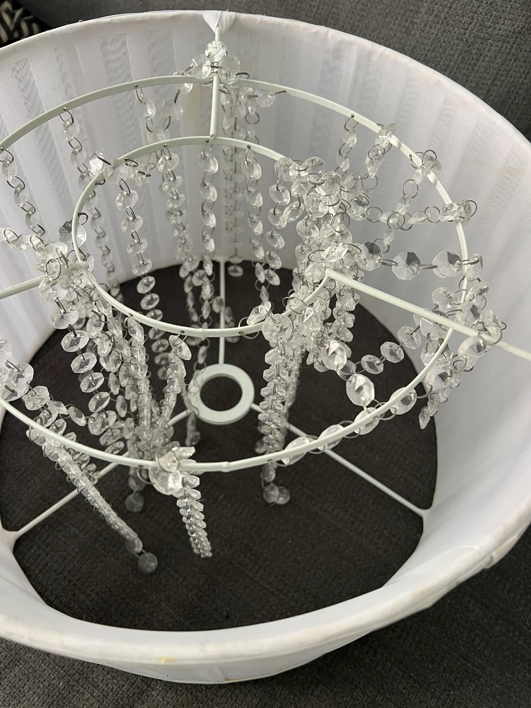 White Drum Lampshade with Crystal Beading - photo 5