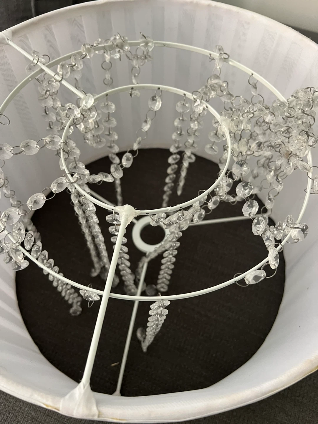 White Drum Lampshade with Crystal Beading - photo 4