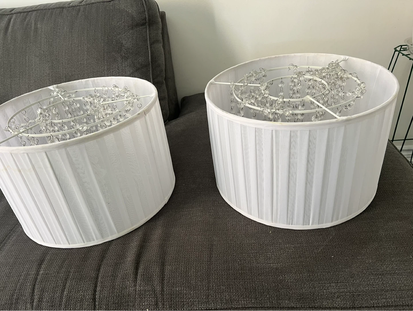 White Drum Lampshade with Crystal Beading