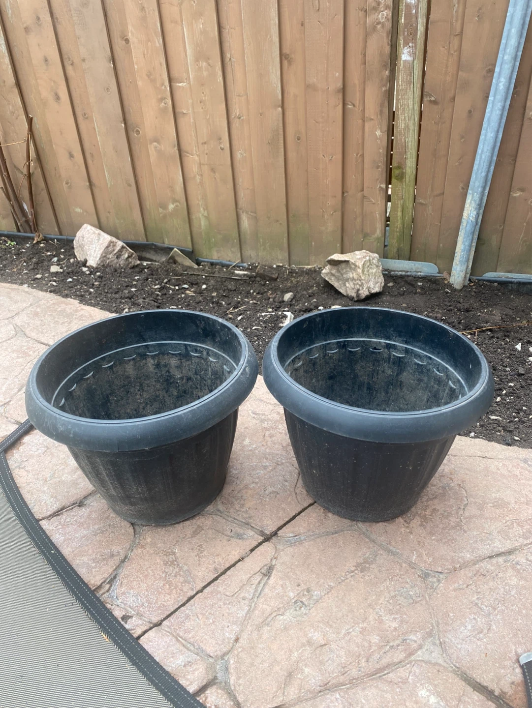 Two Black Plastic Planters - photo 2