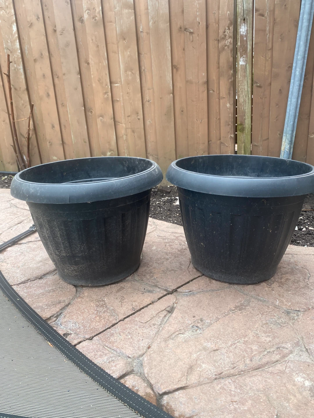 Two Black Plastic Planters - photo 3