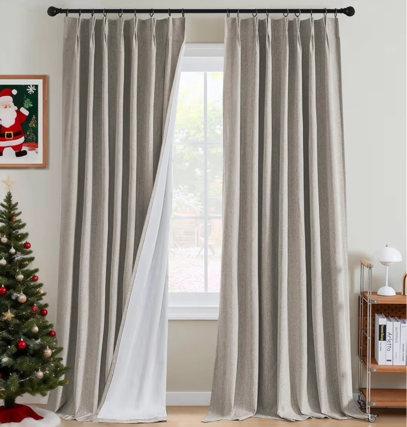 Beige Linen Blackout Curtains - MOVING SALE