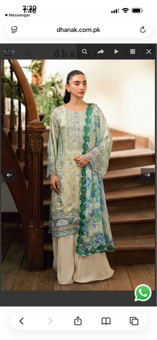 Dhanak Women's 3-Piece silk Suit - Green Floral