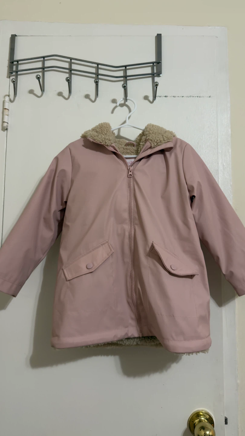 Live & Lottie Pink Sherpa Lined Raincoat Size 5