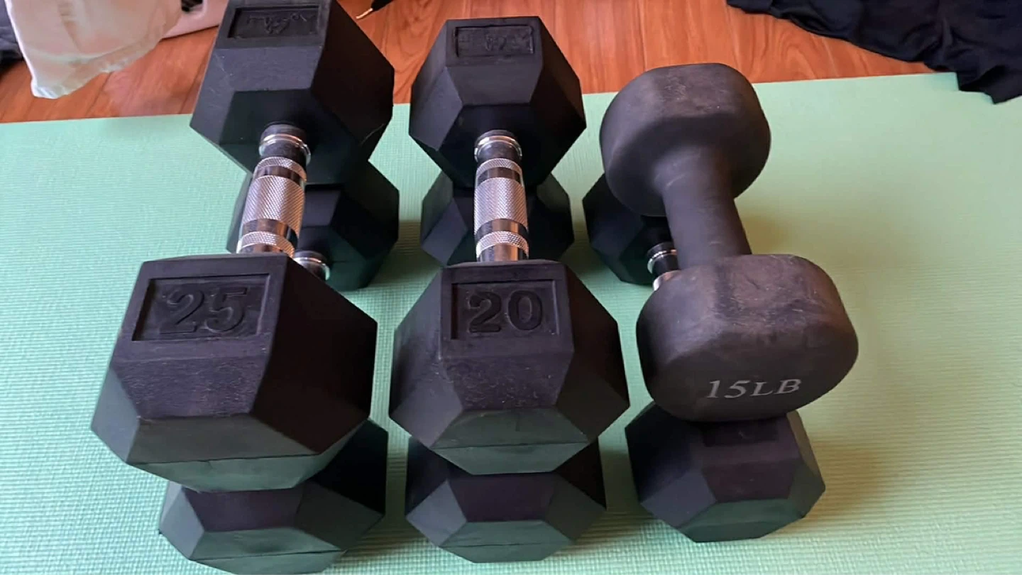 Set of Dumbbells - 25lb, 20lb, and 15lb