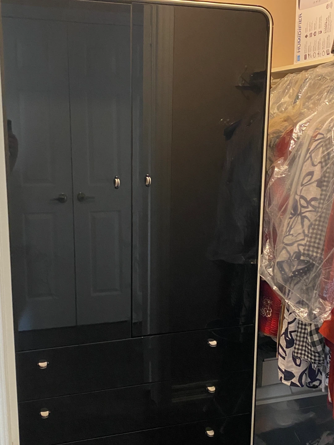 Black Wardrobe with Drawers