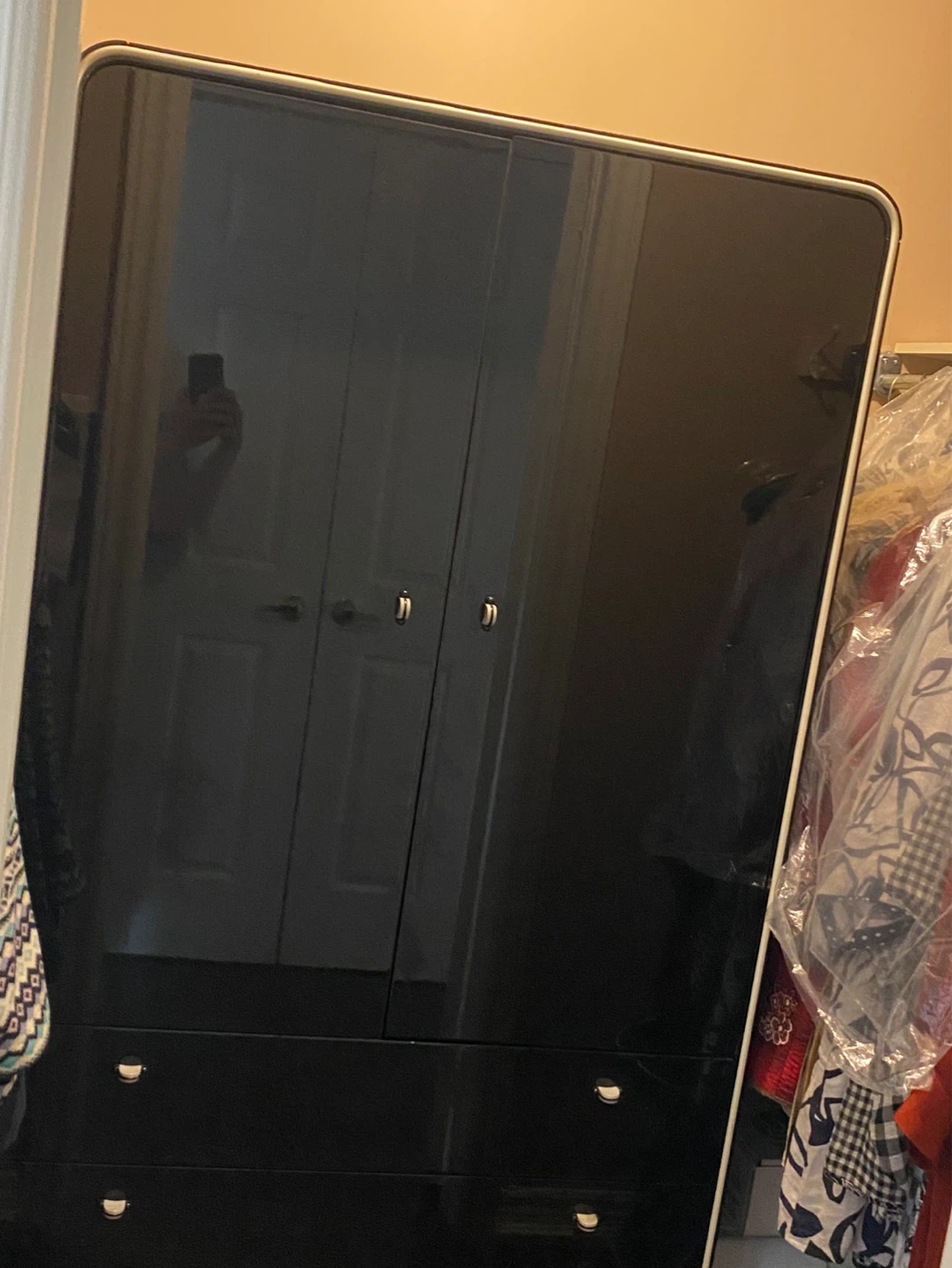 Black Wardrobe with Drawers - photo 2