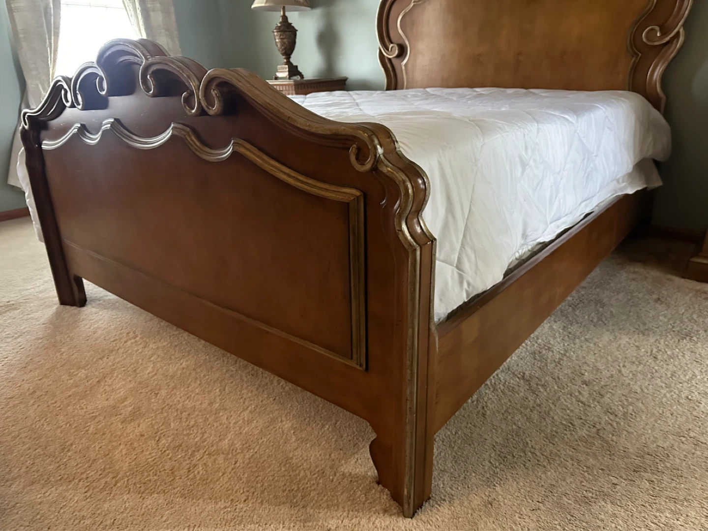 Vintage Ornate Wood Bedroom Set - Bed, Dresser, Armoire - photo 3