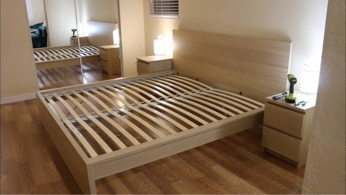 IKEA MALM King bed frame, light oak colour