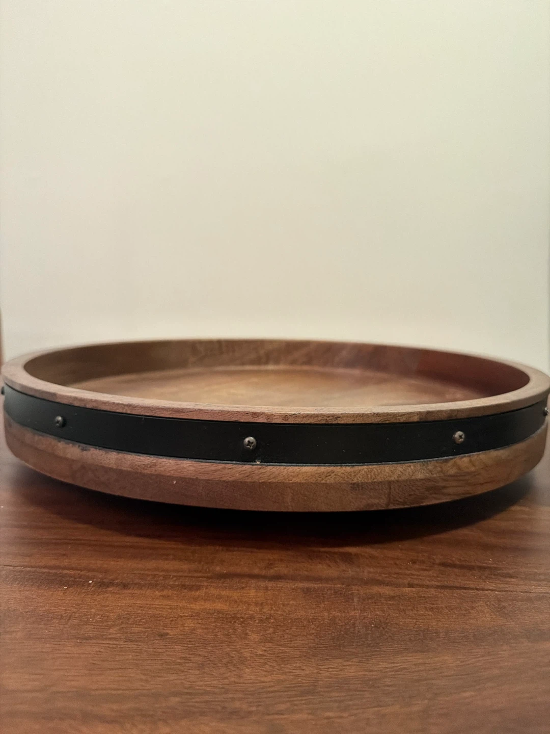18” Wooden Lady Susan Tray with Metal Band - photo 3