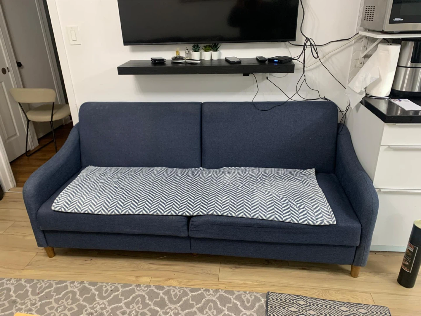 Navy Blue Loveseat Sofa - photo 2
