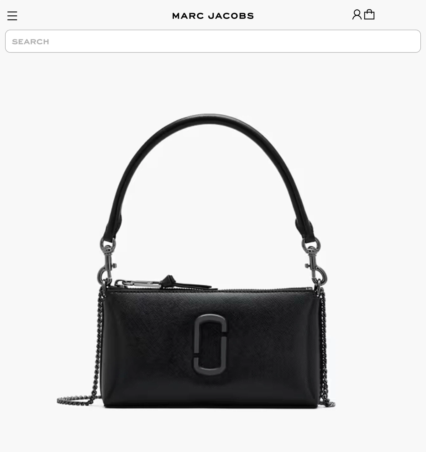 Marc Jacobs Black Leather Shoulder Bag with Chain Strap