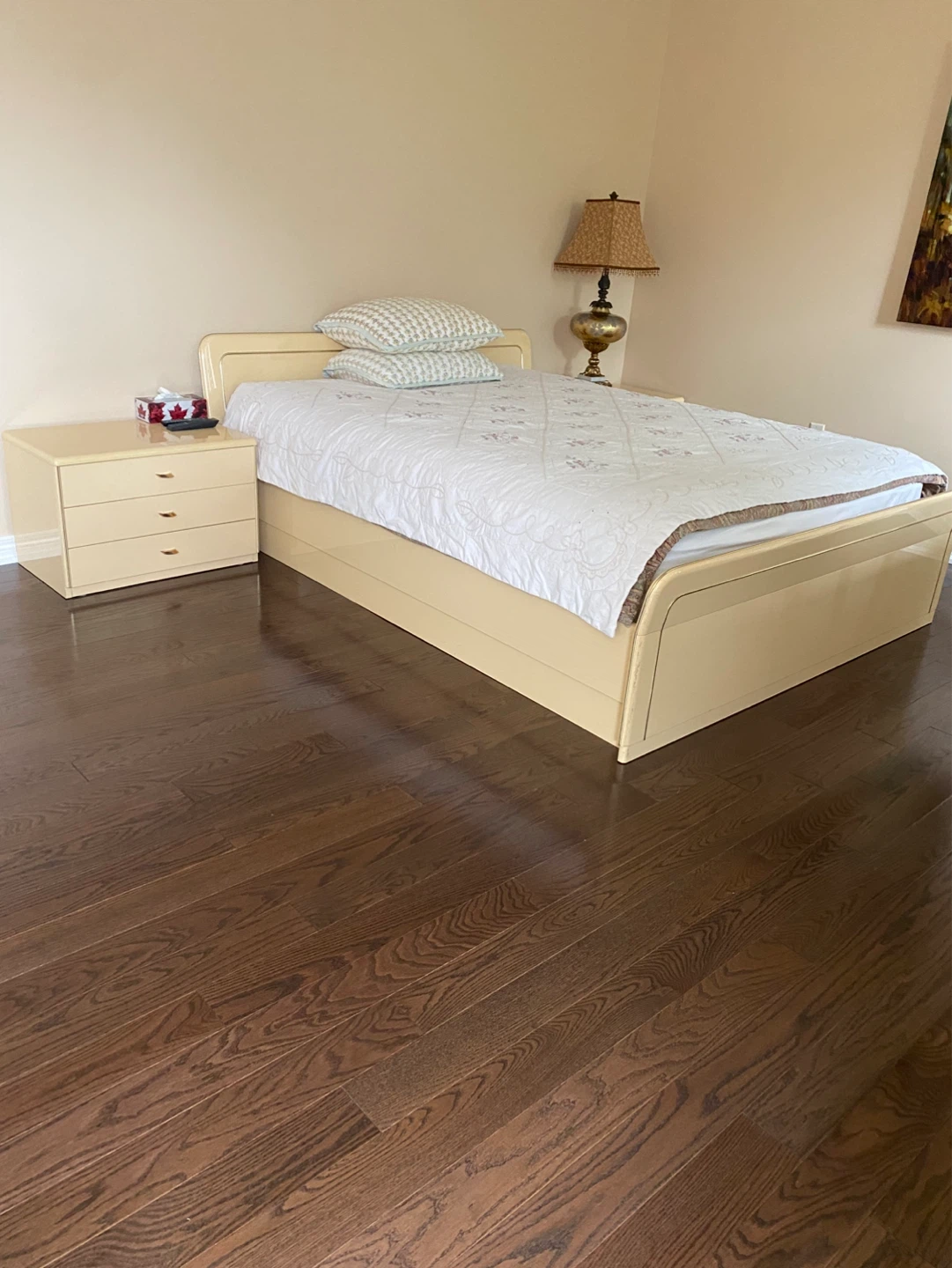Italian Cream Bedroom Set Wardrobe, Bed Frame & Nightstand