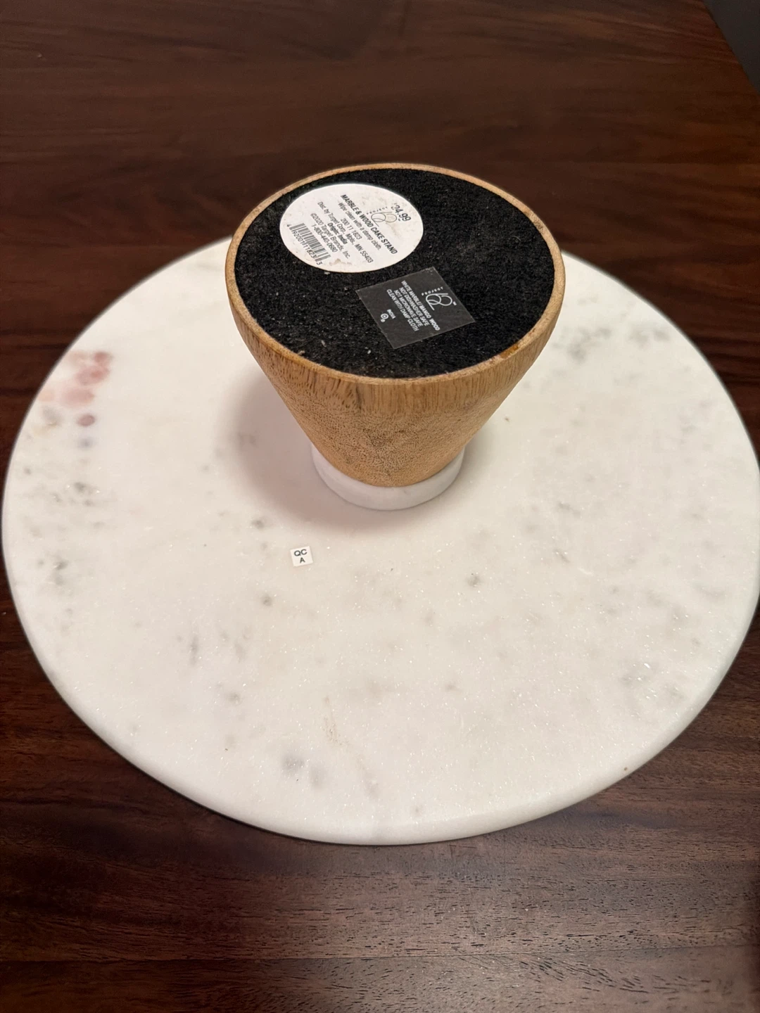 12” Marble & Wood Cake Stand - photo 2