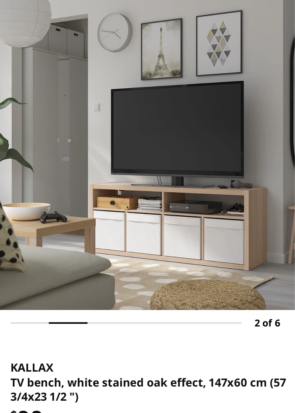 KALLAX TV Bench - White Stained Oak Effect