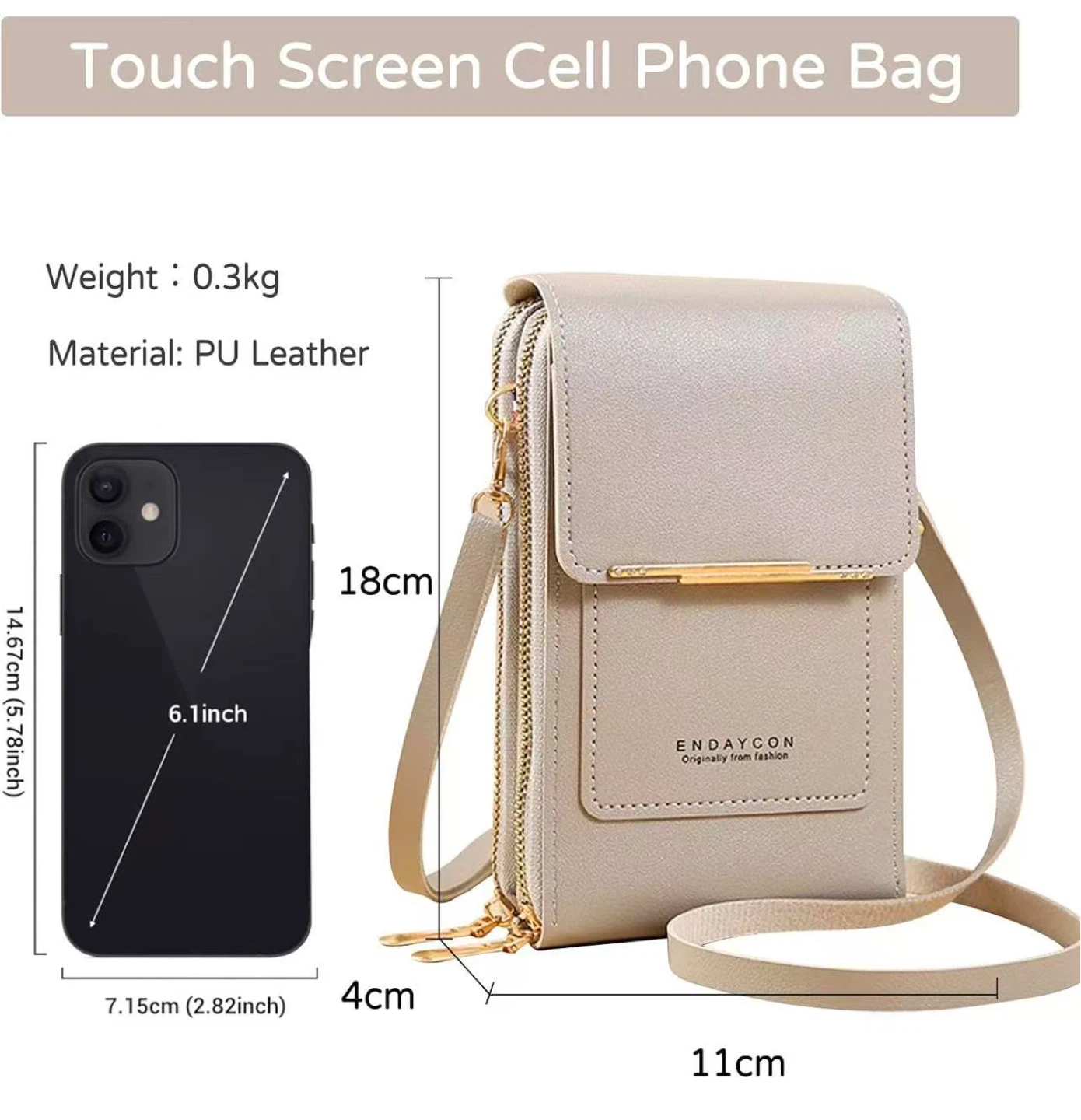 Touch Screen Cell Phone Bag - PU Leather - photo 3