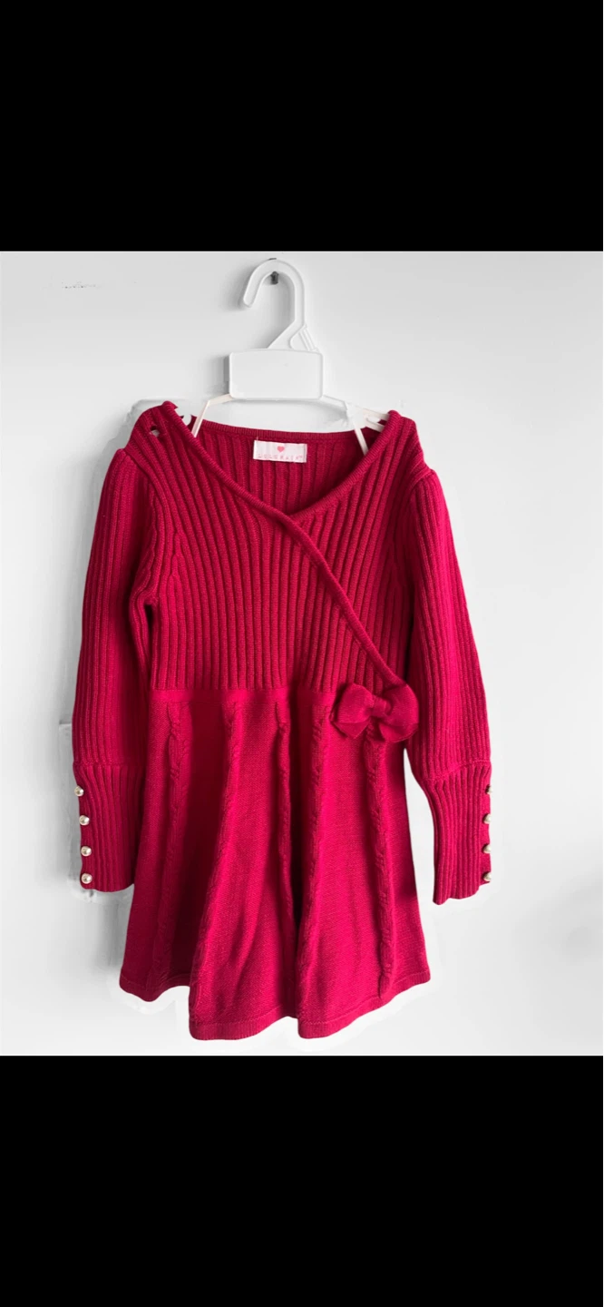 🩷 Super Cute Girls “LULURAIN” Knit Dress (Bow+pearls s/4)