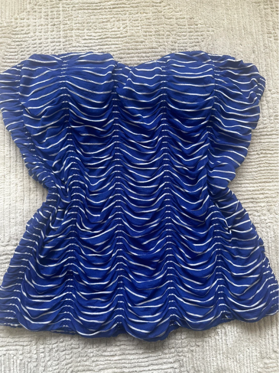 y2k Limite Blue & White Striped Ruched Top