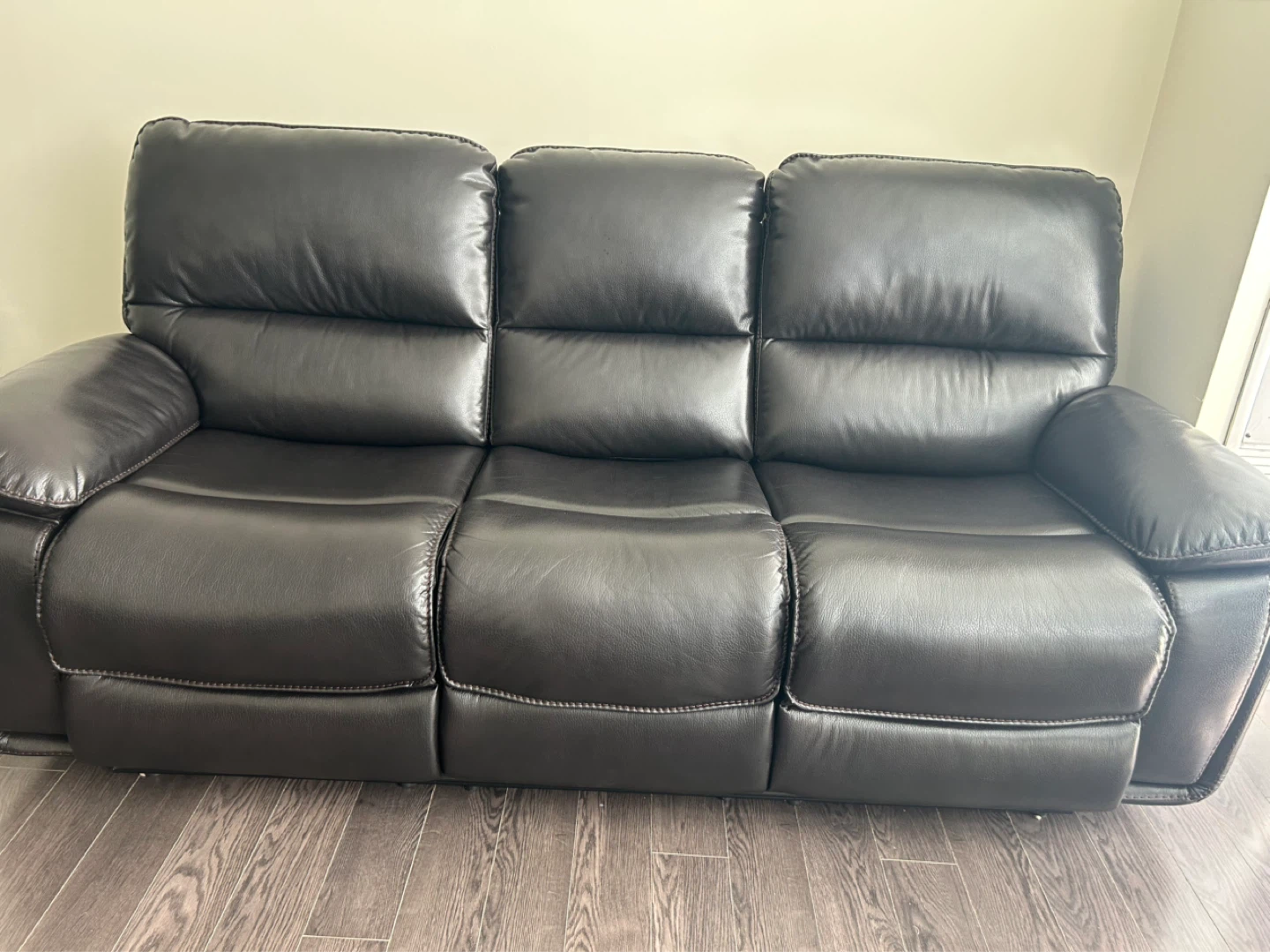 Dark Brown Leather Reclining Loveseat with Cup Holders