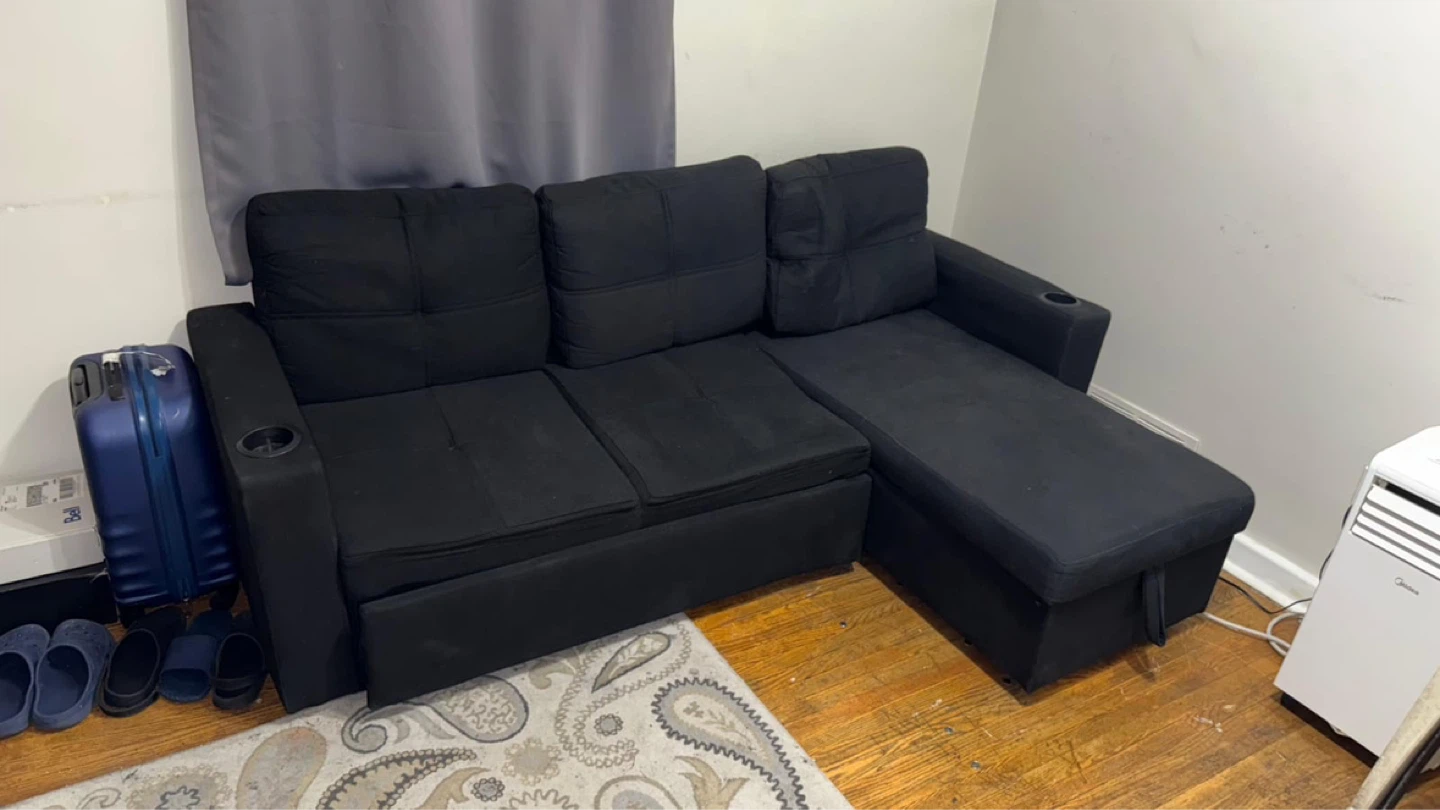 Black Sectional Sofa with Storage - photo 3
