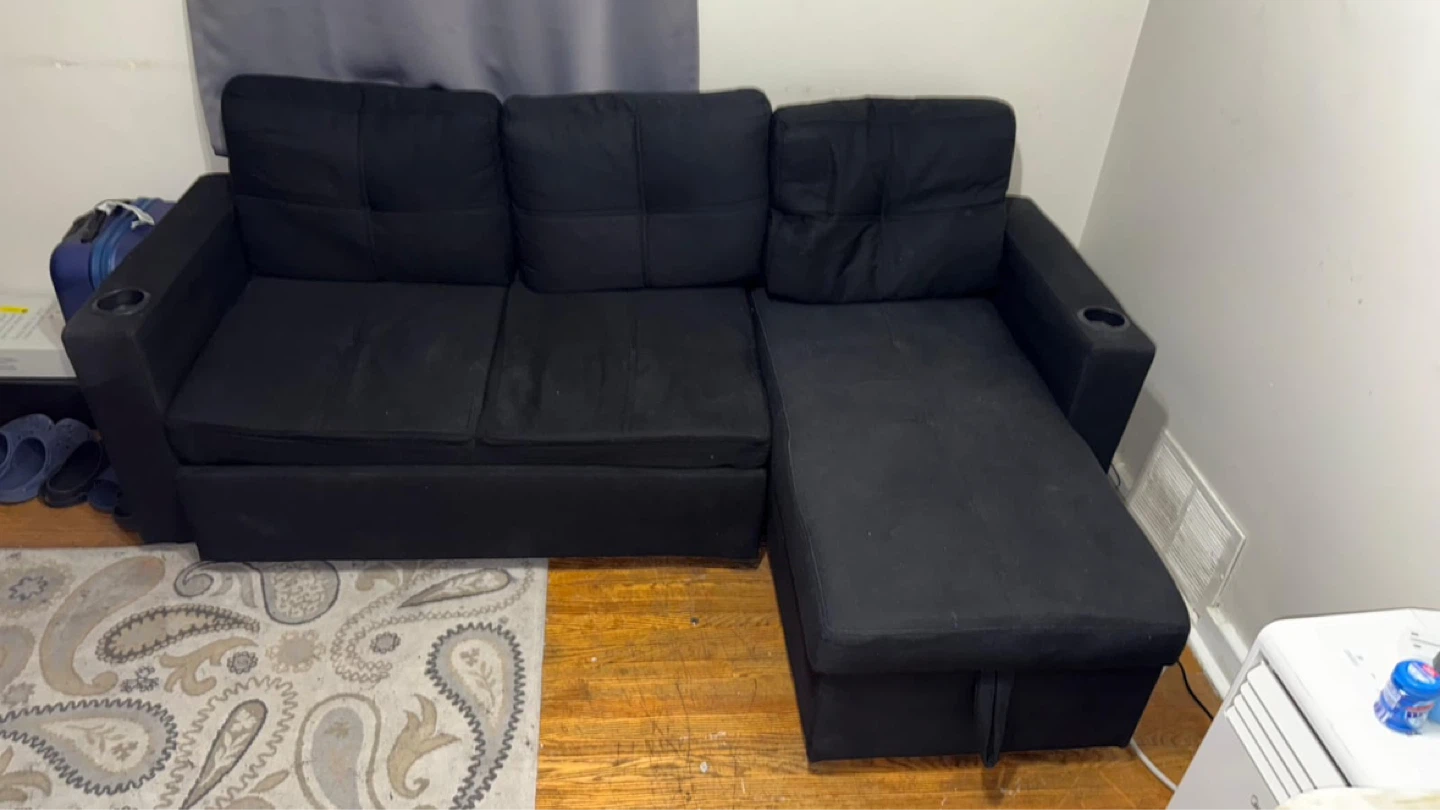 Black Sectional Sofa with Storage - photo 2