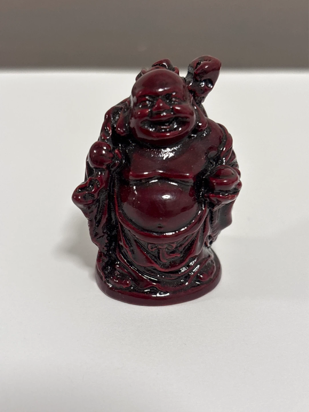 Red Laughing Buddha Figurine