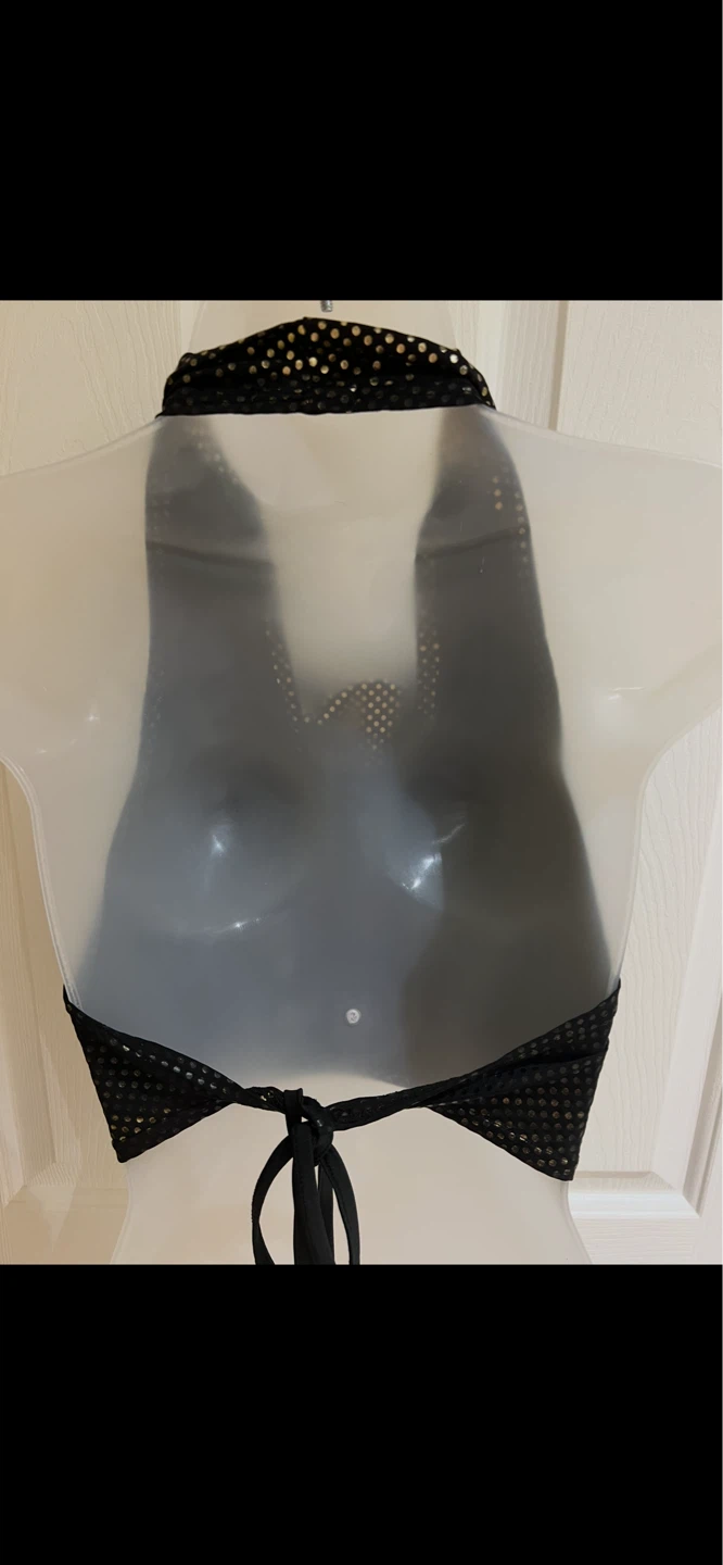 Women's Black & Gold Sequin Halter Top - photo 3
