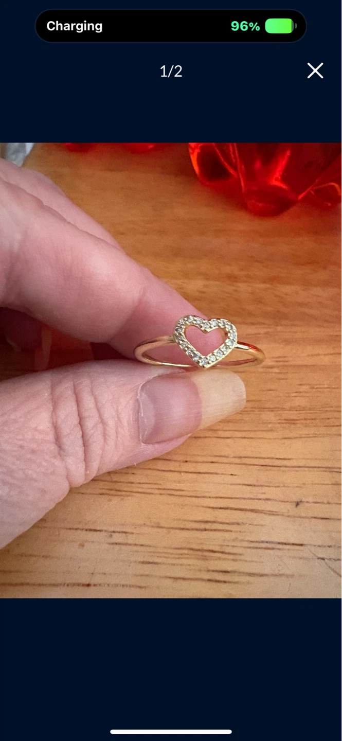 Gold Heart Ring with Diamonds