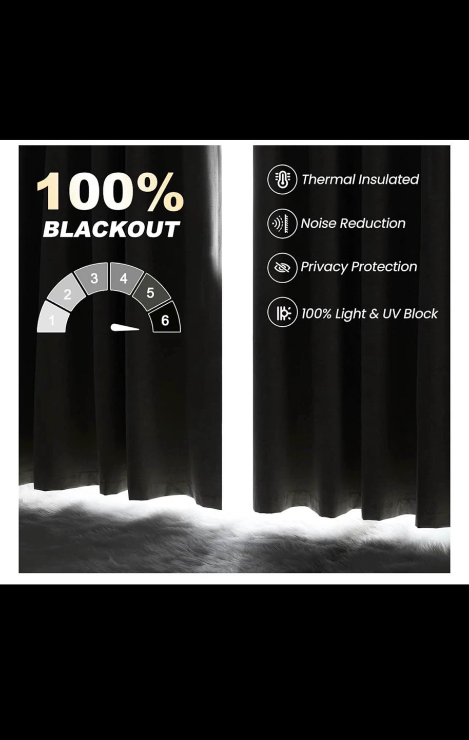 Blackout Curtains - Thermal Insulated, Noise Reduction, 2 Panels - photo 2