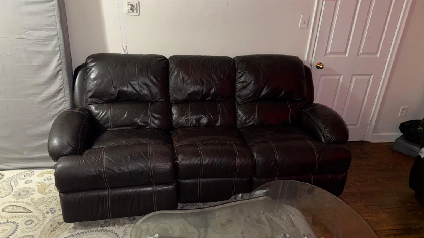 Dark Brown Leather  Sofa - photo 3