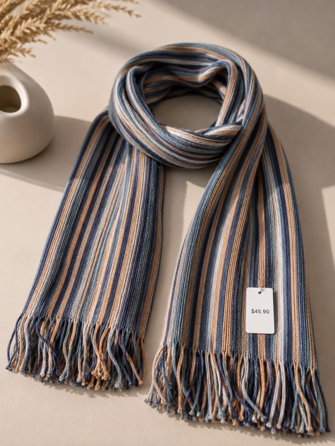 Striped Scarf with Fringe