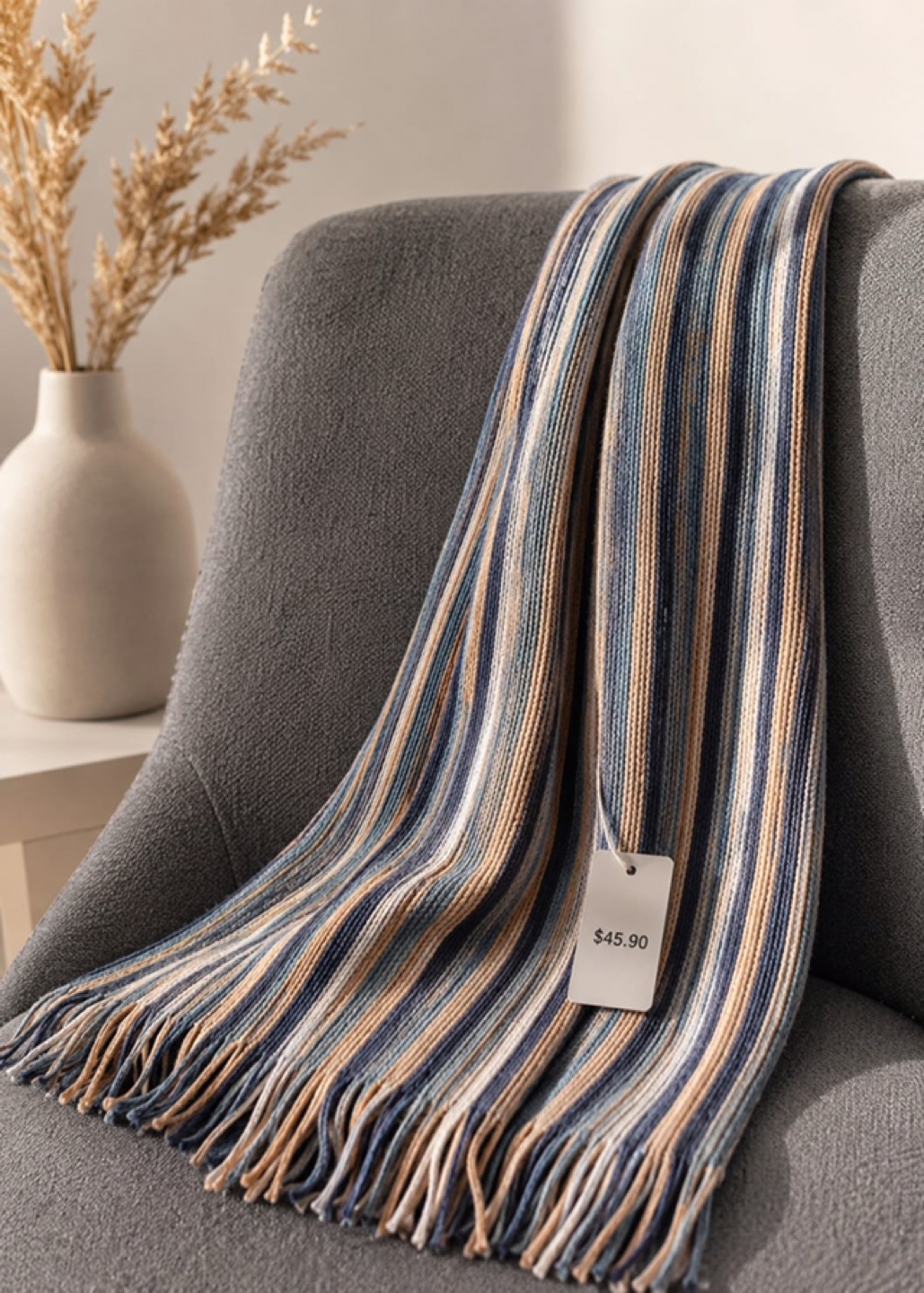 Striped Scarf with Fringe - photo 2