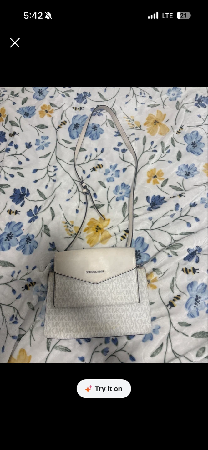 Michael Kors White MK Monogram Crossbody Bag