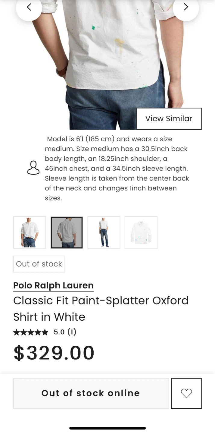 Polo Ralph Lauren Classic Fit Paint-Splatter Oxford Shirt L - photo 3