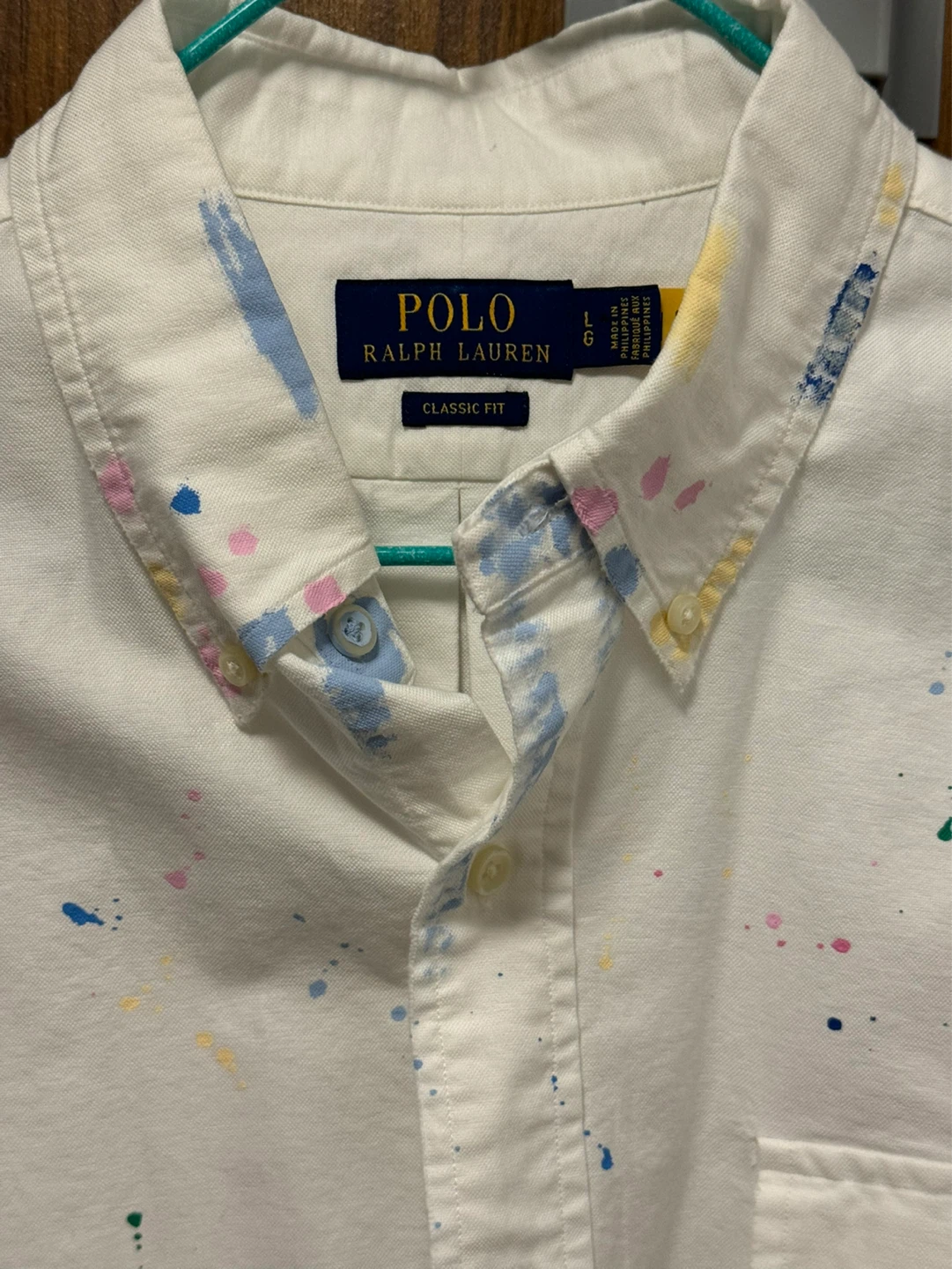 Polo Ralph Lauren Classic Fit Paint-Splatter Oxford Shirt L