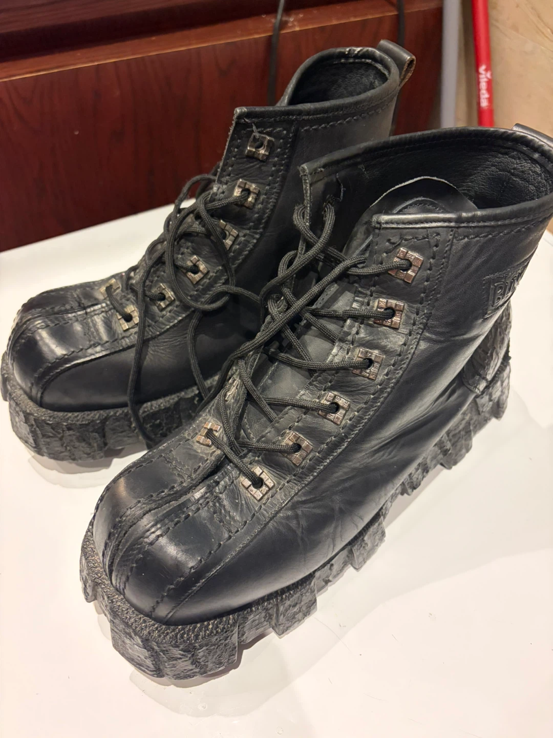 Bunker Black Leather Platform Boots - photo 3