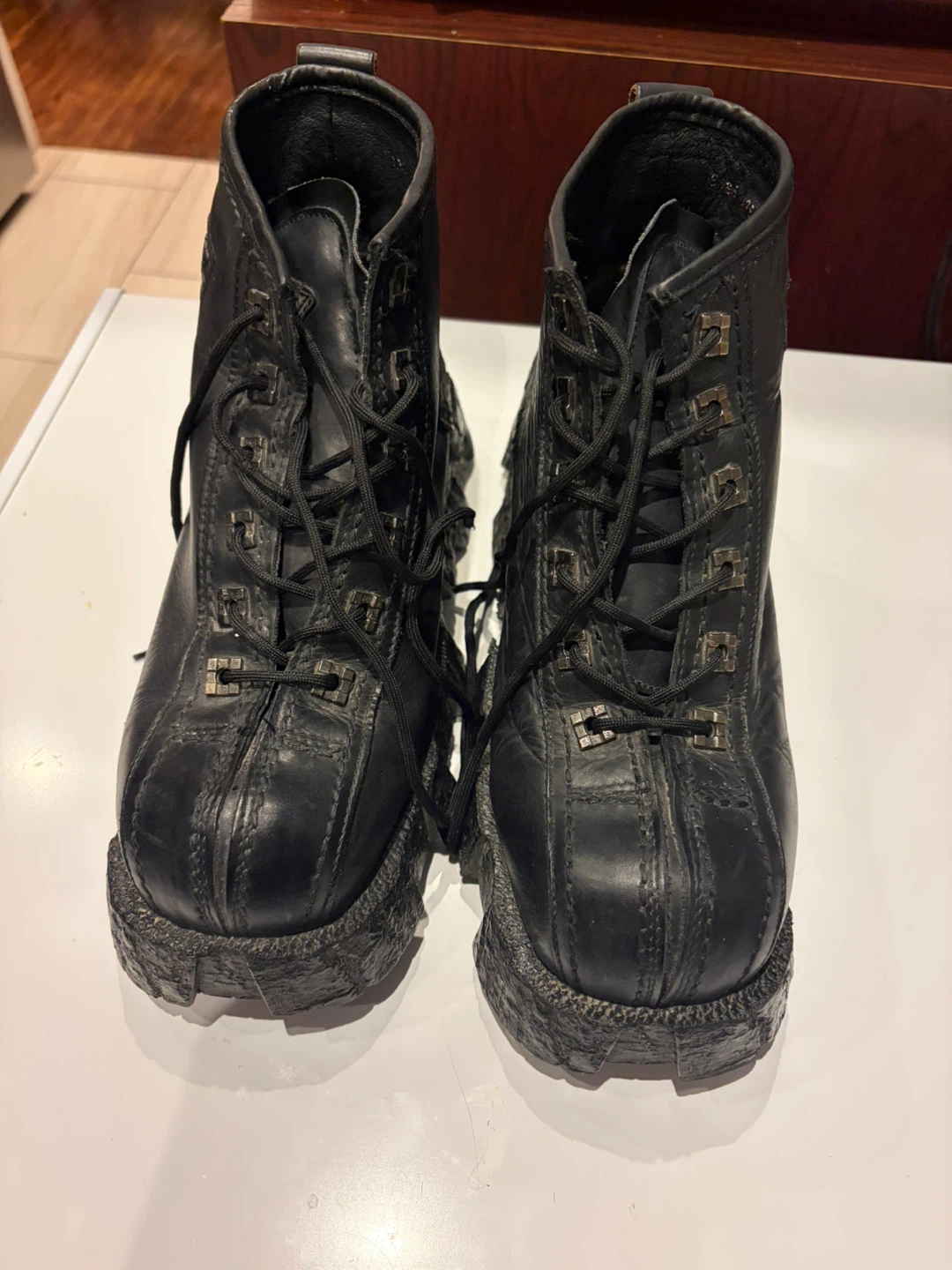 Bunker Black Leather Platform Boots - photo 2