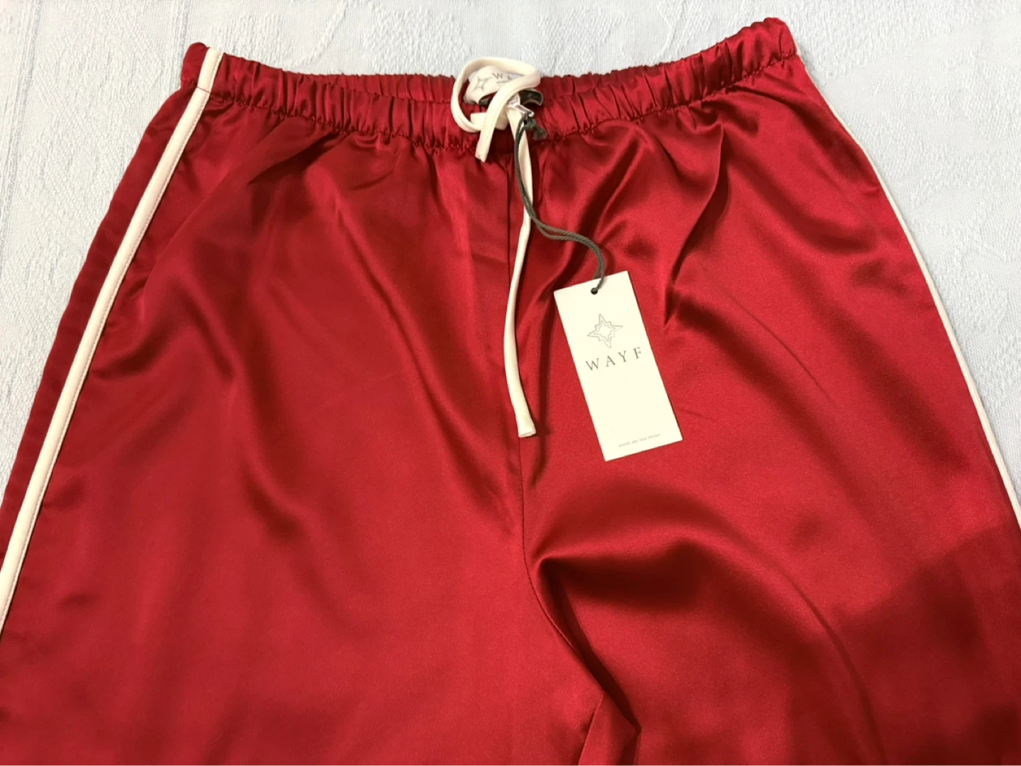 WAYF Red Satin Stripe Track Pants - photo 4