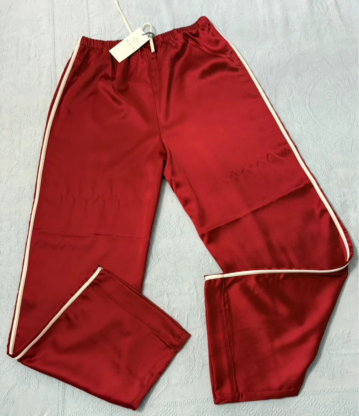 WAYF Red Satin Stripe Track Pants - photo 3