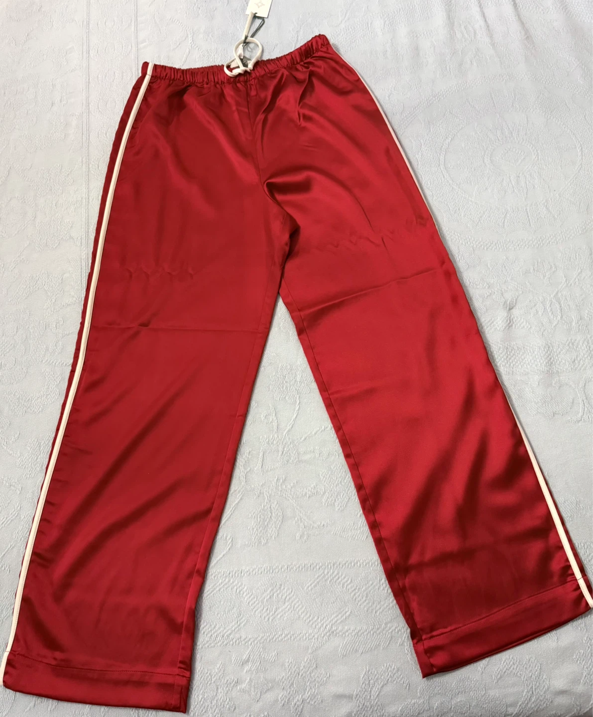 WAYF Red Satin Stripe Track Pants - photo 2