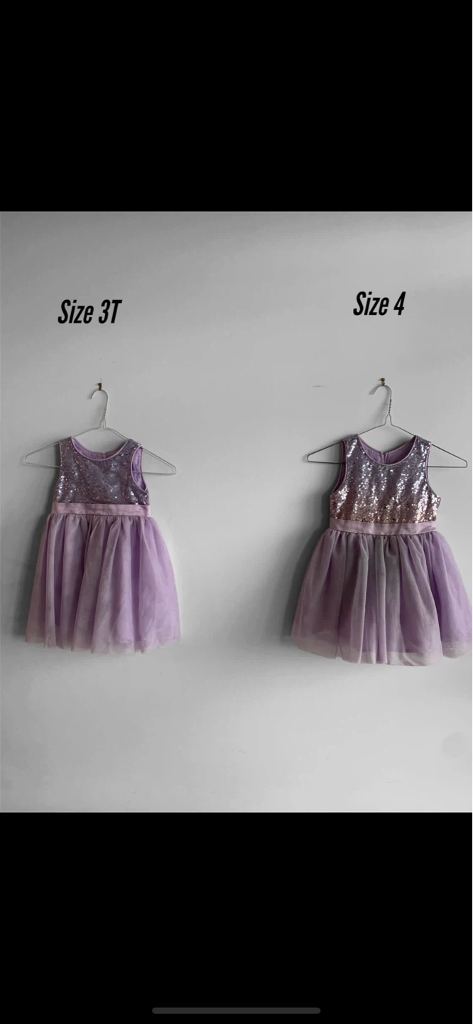 2 Girls Lavender Sequin Tulle Dresses - s/3T & 4