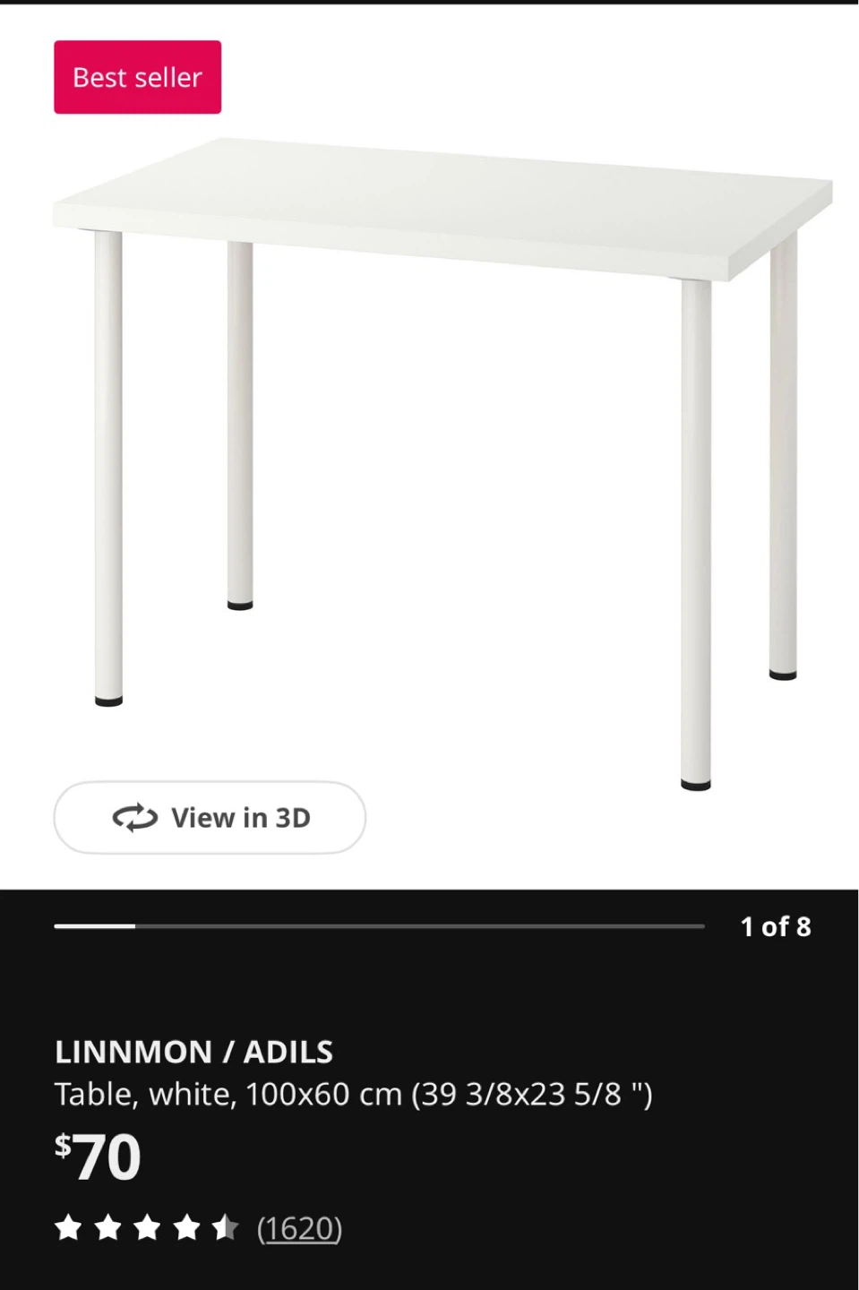 IKEA LINNMON / ADILS White Table - 100x60 cm - photo 4