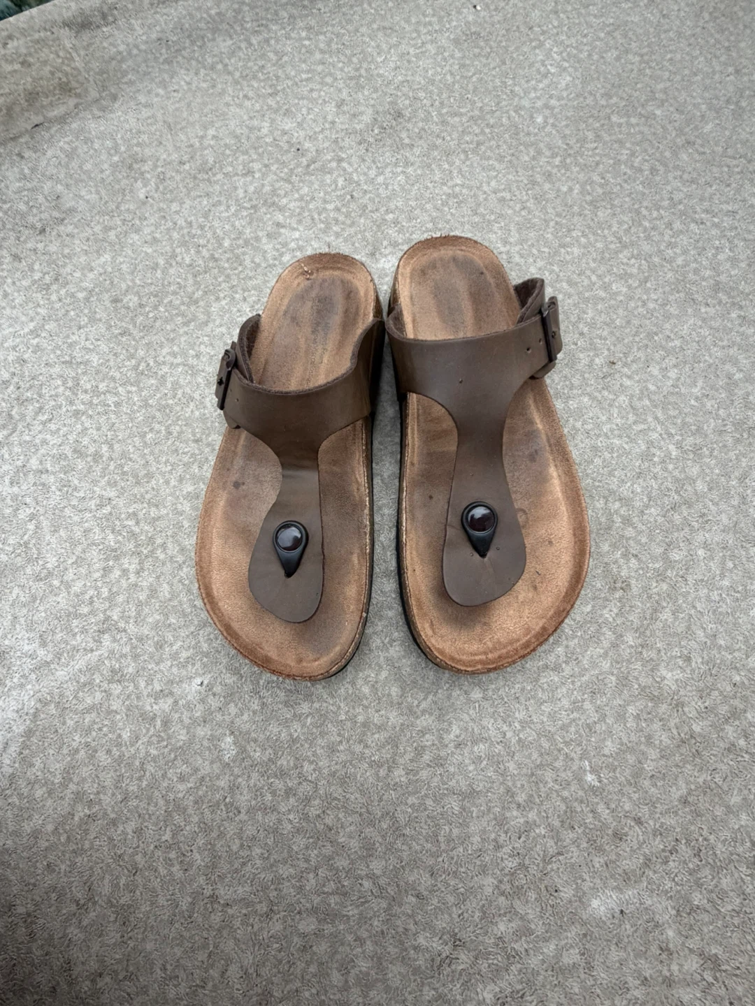 Brown Leather Birkenstock-style Sandals