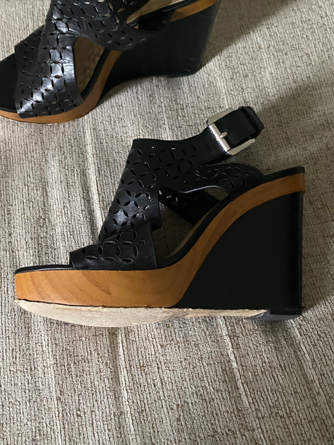 Michael Kors Black Wedge Sandals, Size 8 - photo 4
